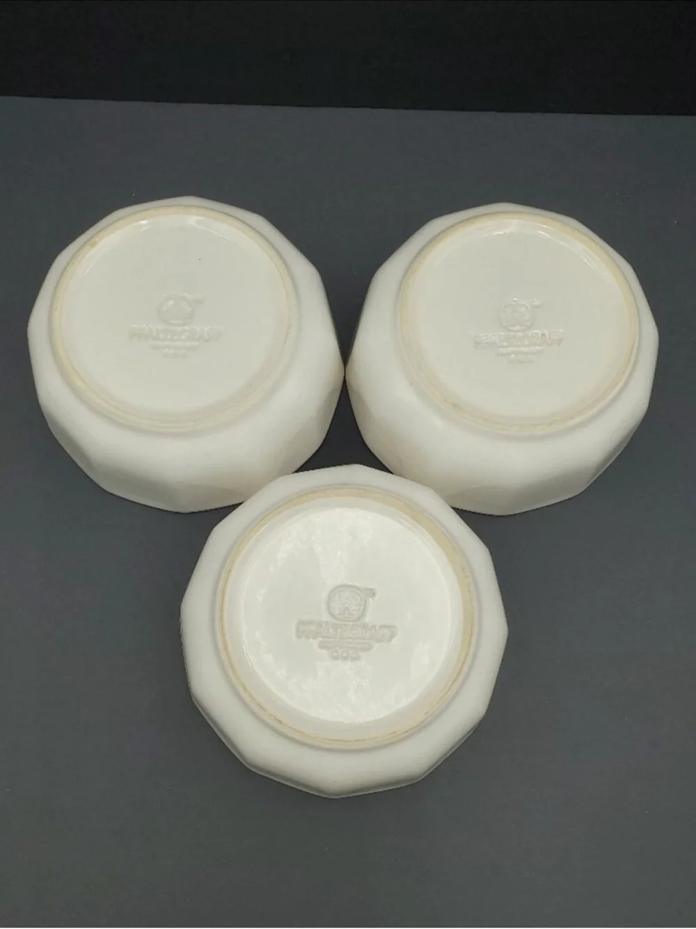 Pfaltzgraff Heritage White Soup Cereal Bowls Multi-Sided Paneled Stoneware Bowls